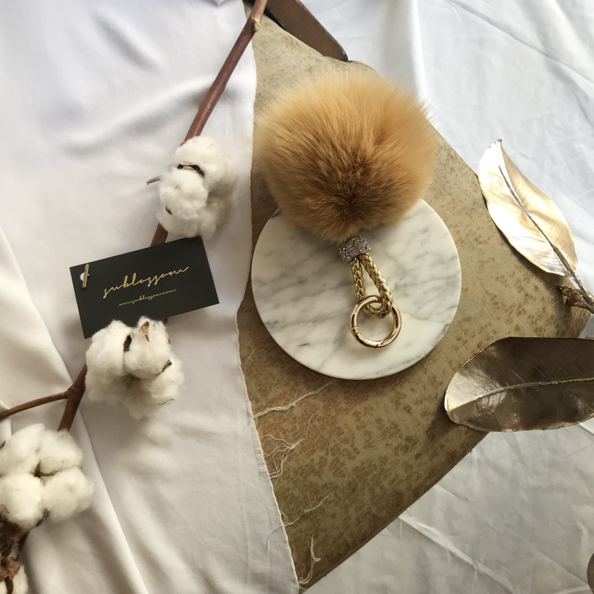 High Quality Cubic Mink Keyring 4COL Real Holder P