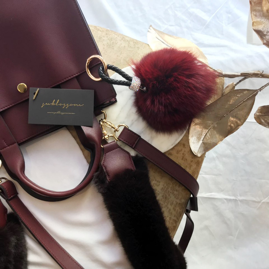 High Quality Cubic Mink Keyring 4COL Real Holder P