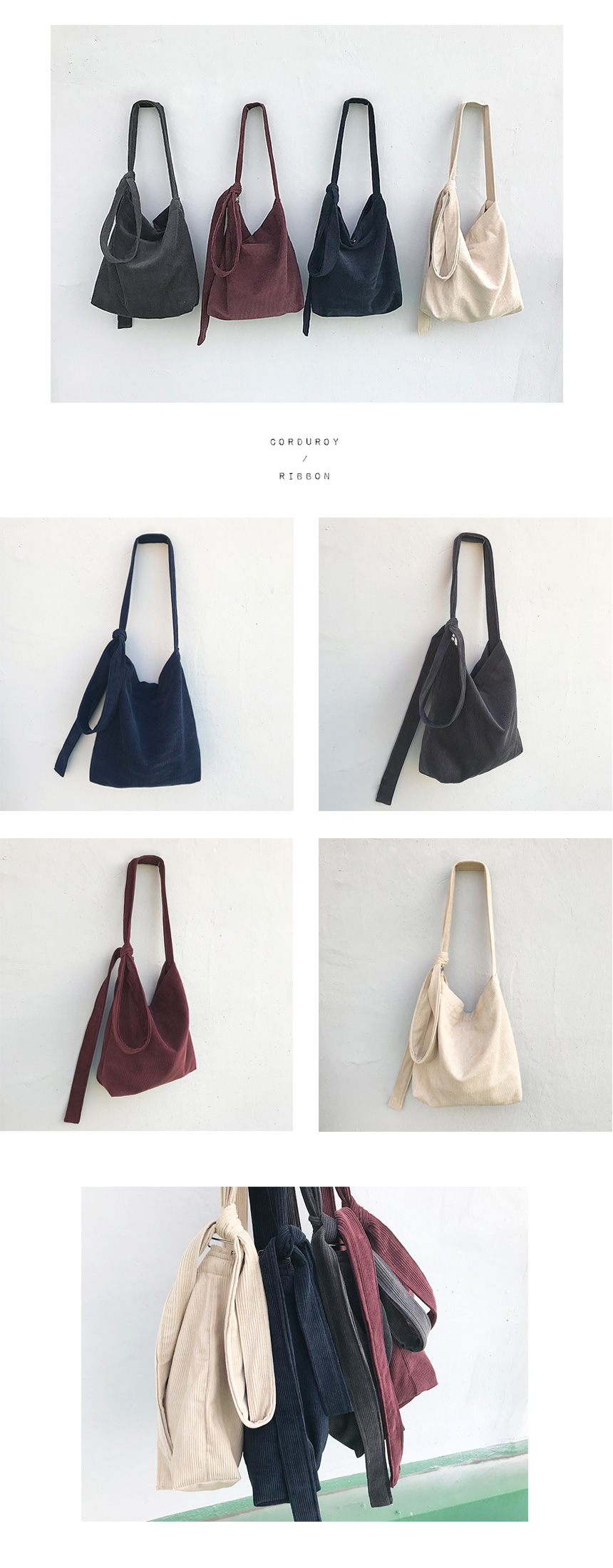 TOTE ECO SHOPPING TRAVEL corduroy ribbon eco-back 