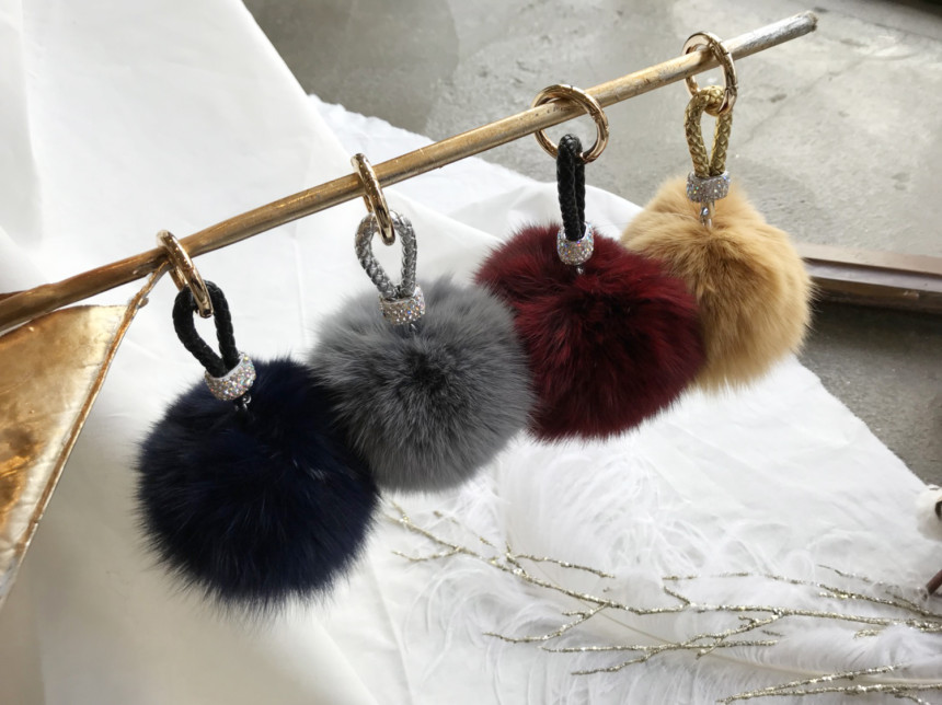 High Quality Cubic Mink Keyring 4COL Real Holder P