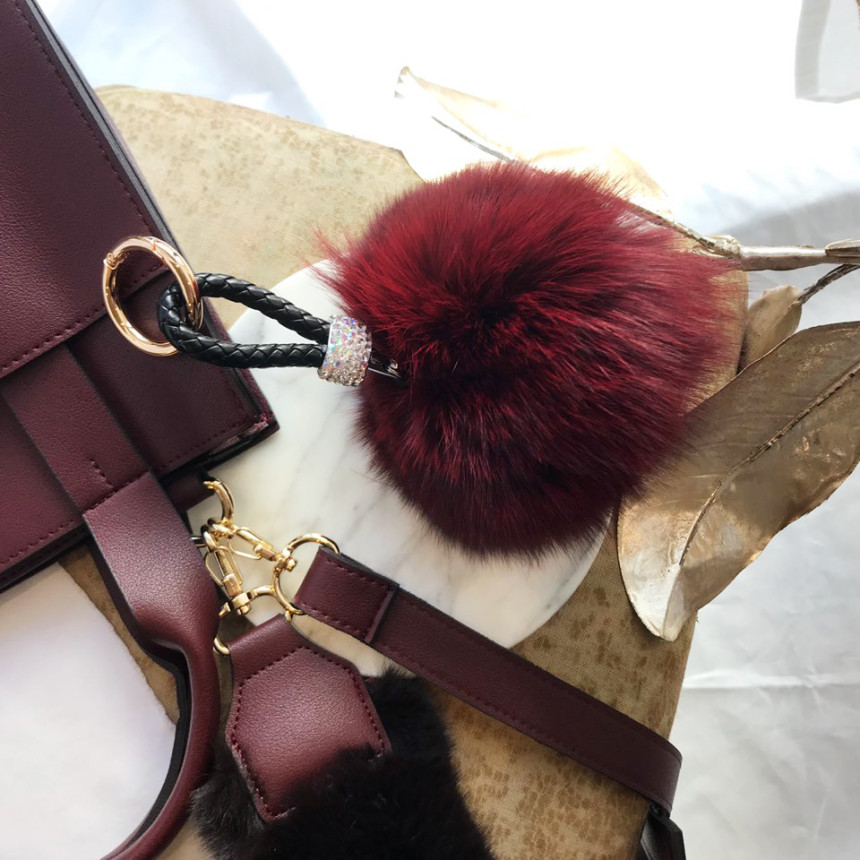 High Quality Cubic Mink Keyring 4COL Real Holder P