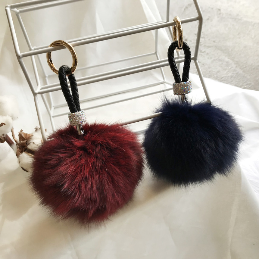 High Quality Cubic Mink Keyring 4COL Real Holder P