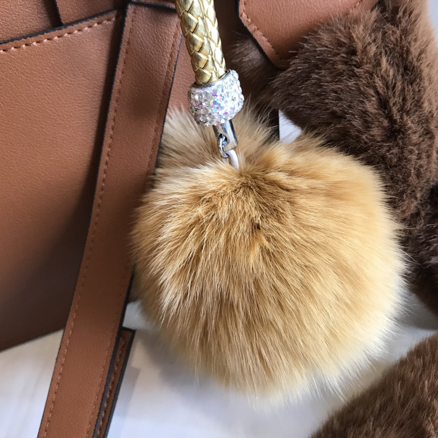 High Quality Cubic Mink Keyring 4COL Real Holder P