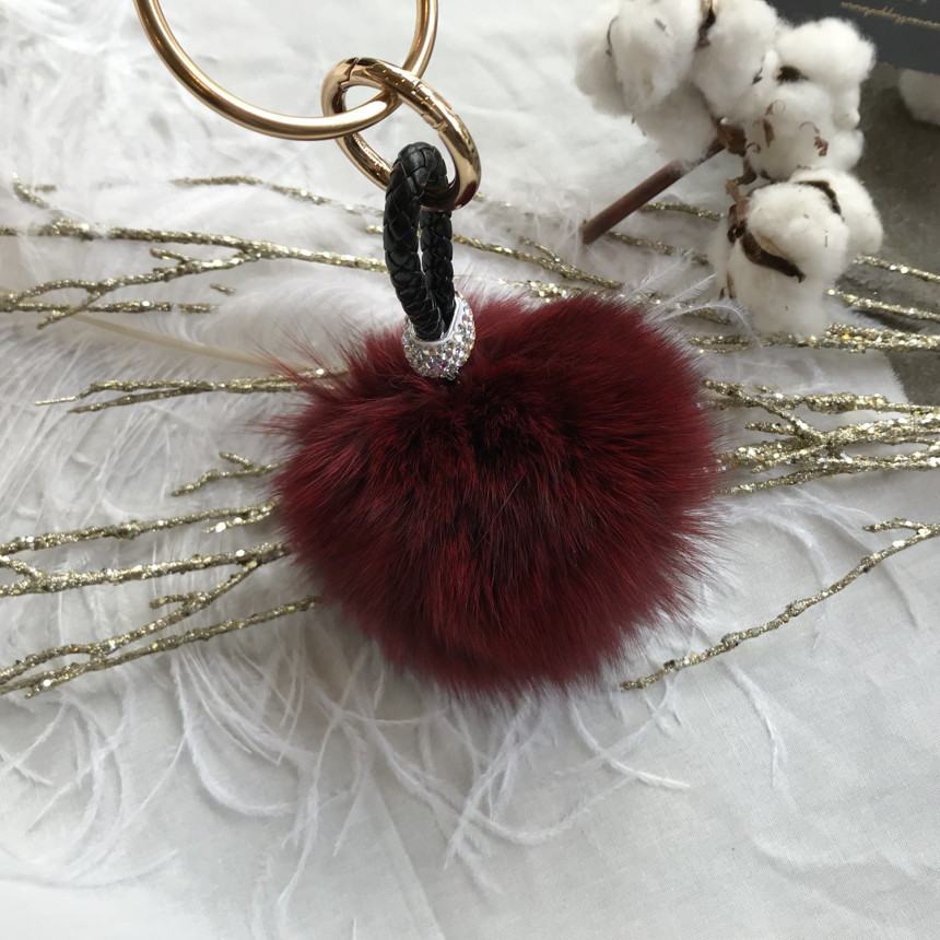 High Quality Cubic Mink Keyring 4COL Real Holder P