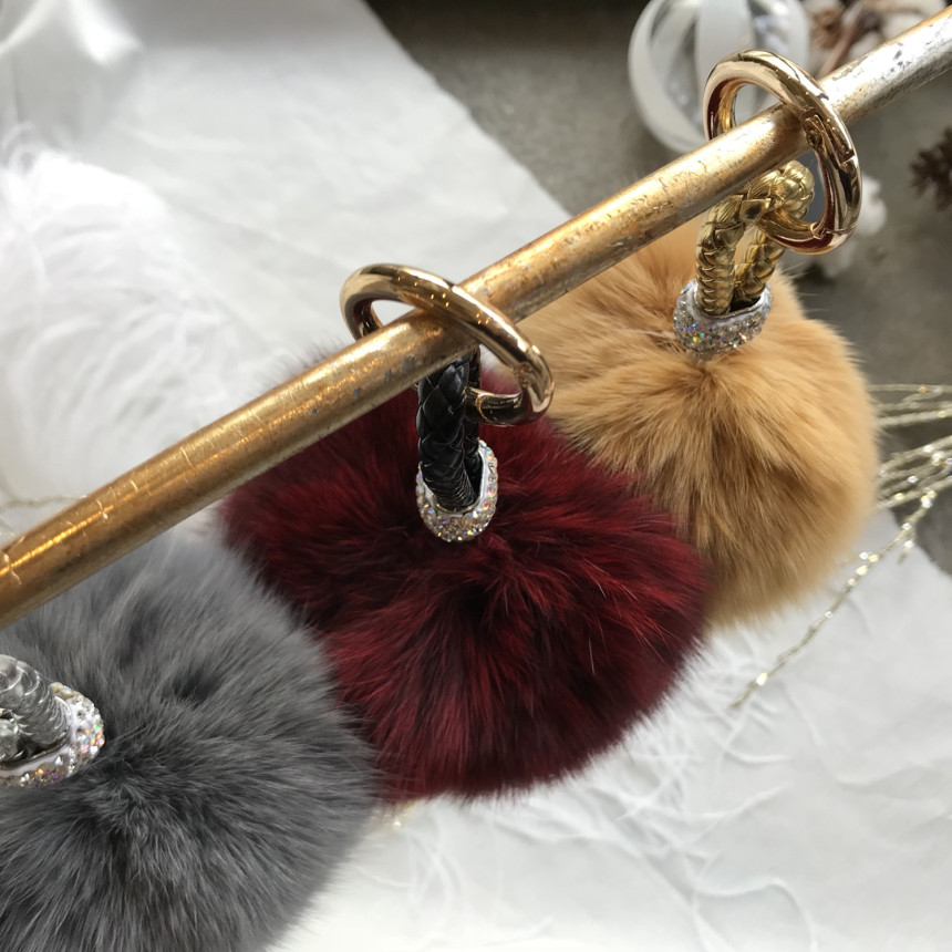 High Quality Cubic Mink Keyring 4COL Real Holder P