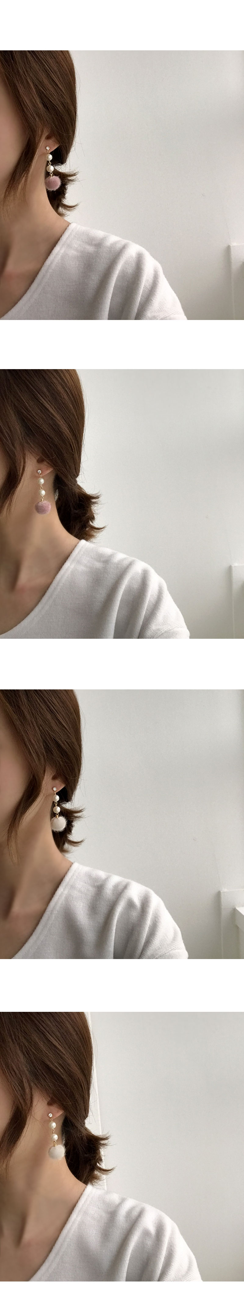 Mink Pom foam drop earrings ear canal available fe