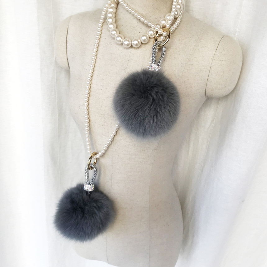 High Quality Cubic Mink Keyring 4COL Real Holder P