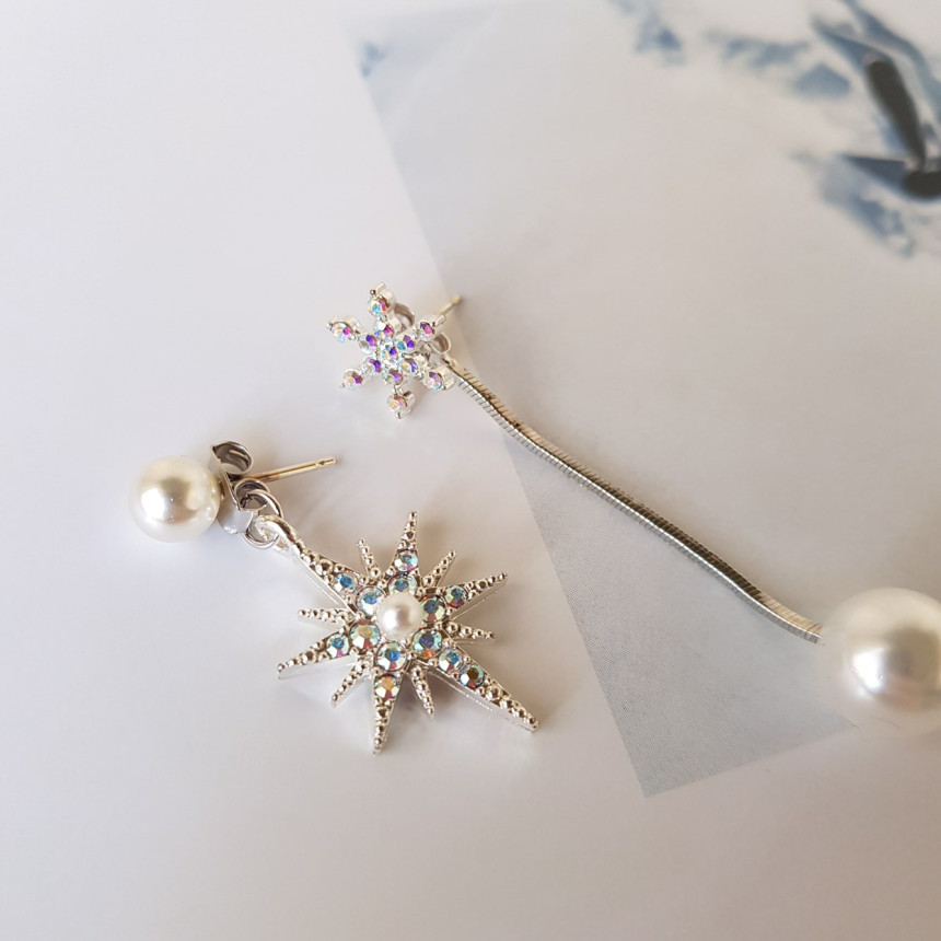 Frozen Cubic Pearl Unshaped Drop Earrings 2color P