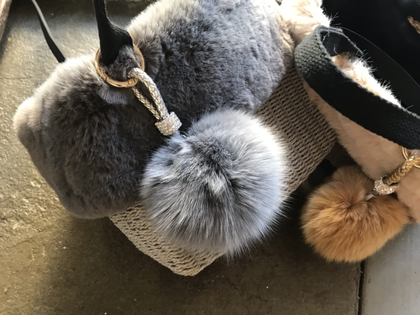 High Quality Cubic Mink Keyring 4COL Real Holder P