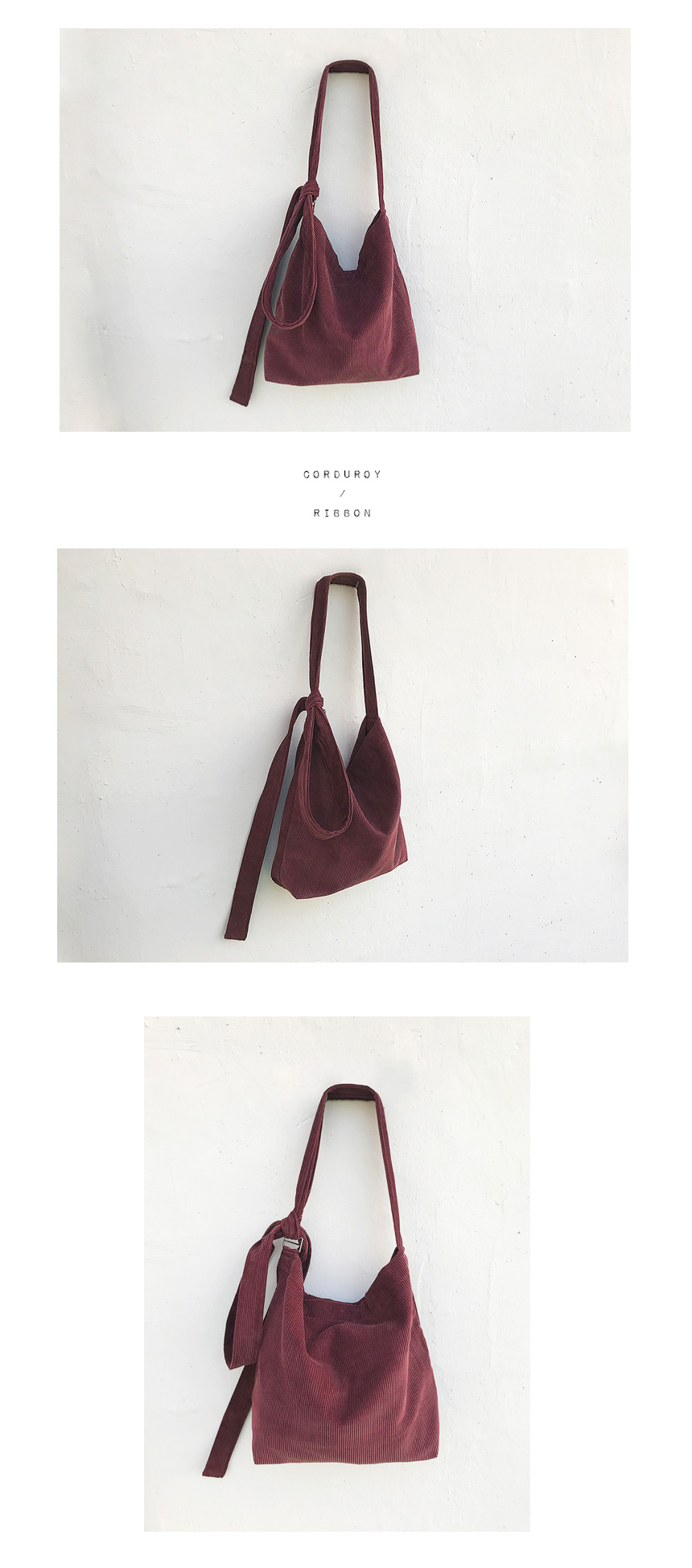 TOTE ECO SHOPPING TRAVEL corduroy ribbon eco-back 