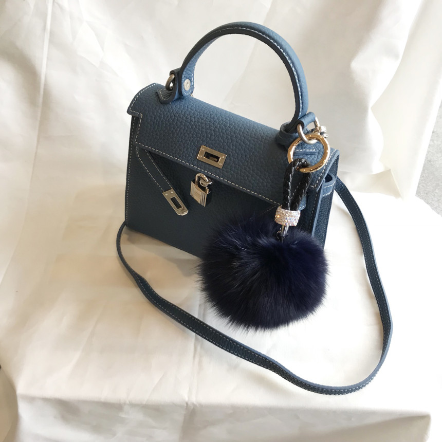 High Quality Cubic Mink Keyring 4COL Real Holder P