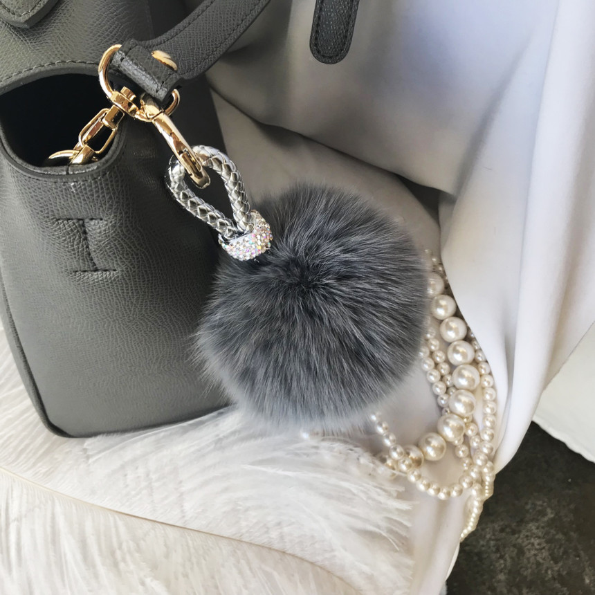 High Quality Cubic Mink Keyring 4COL Real Holder P