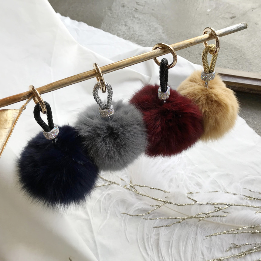 High Quality Cubic Mink Keyring 4COL Real Holder P