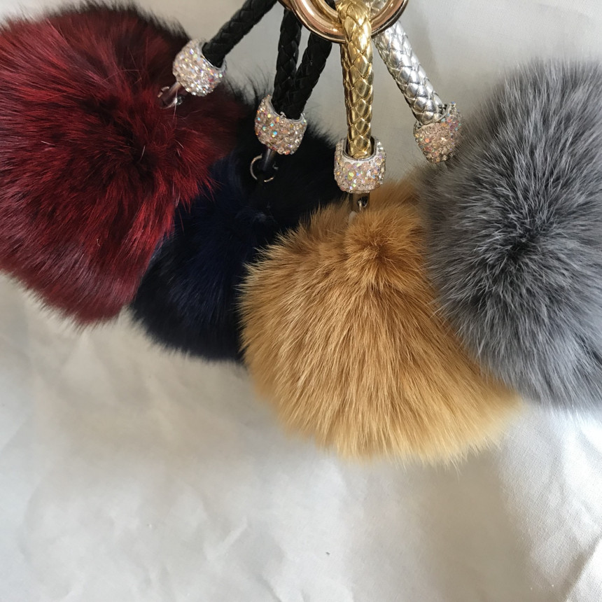 High Quality Cubic Mink Keyring 4COL Real Holder P