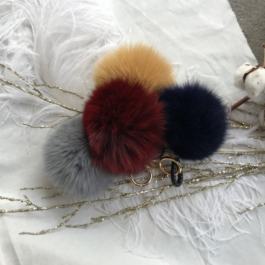 High Quality Cubic Mink Keyring 4COL Real Holder P