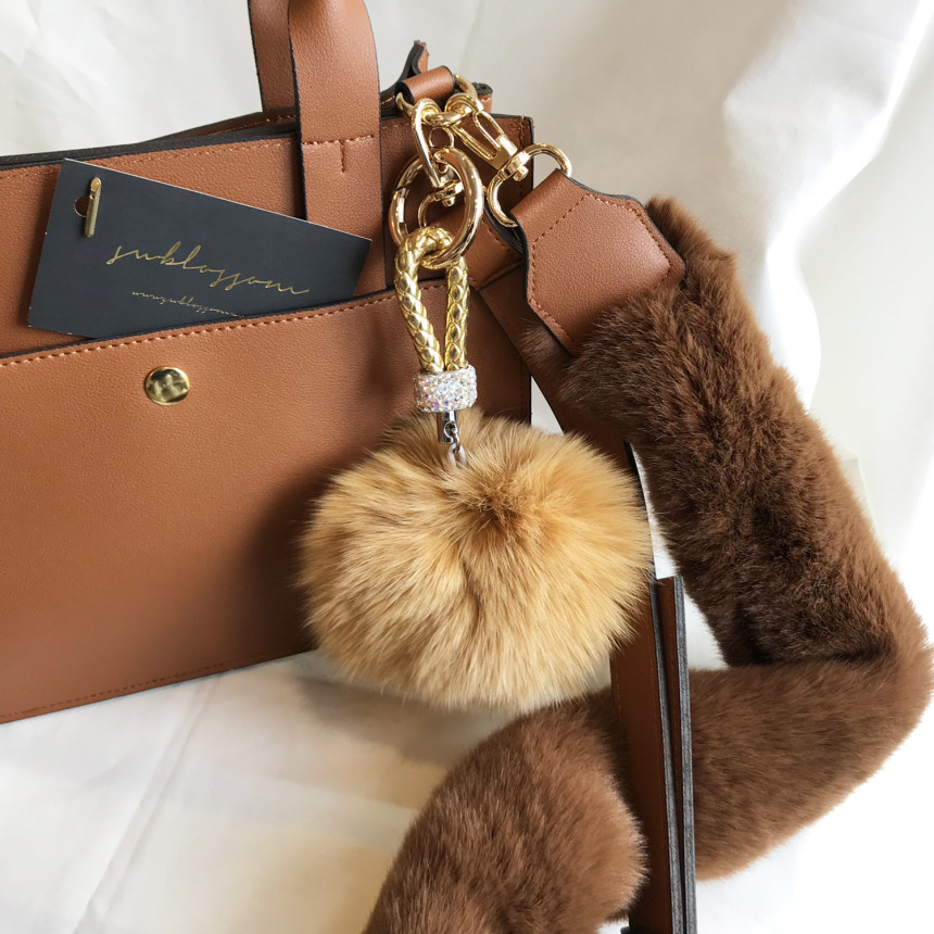 High Quality Cubic Mink Keyring 4COL Real Holder P