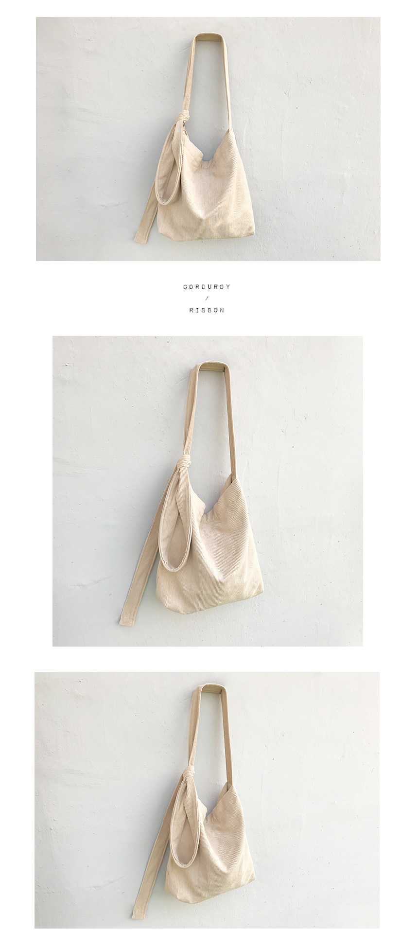 TOTE ECO SHOPPING TRAVEL corduroy ribbon eco-back 