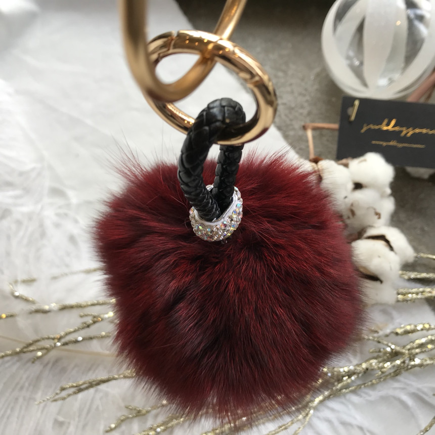 High Quality Cubic Mink Keyring 4COL Real Holder P