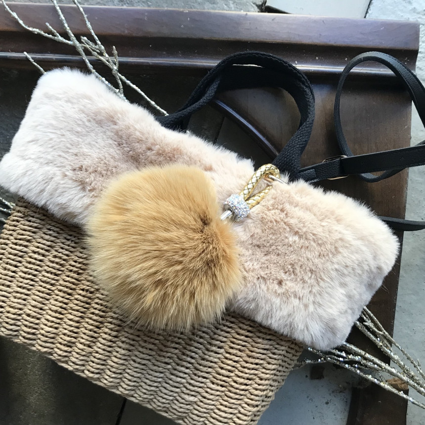 High Quality Cubic Mink Keyring 4COL Real Holder P