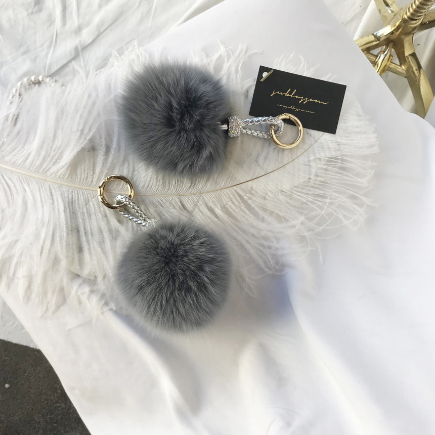 High Quality Cubic Mink Keyring 4COL Real Holder P