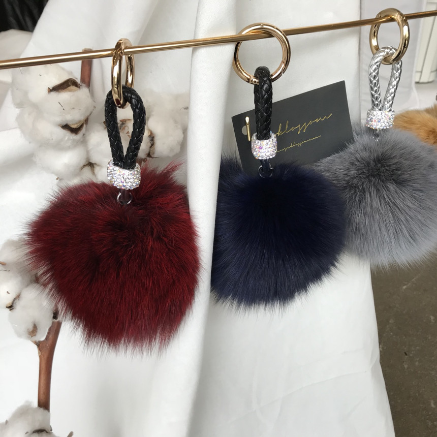 High Quality Cubic Mink Keyring 4COL Real Holder P