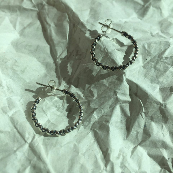 silver twist drop ring earrings 925 silver 925SILV