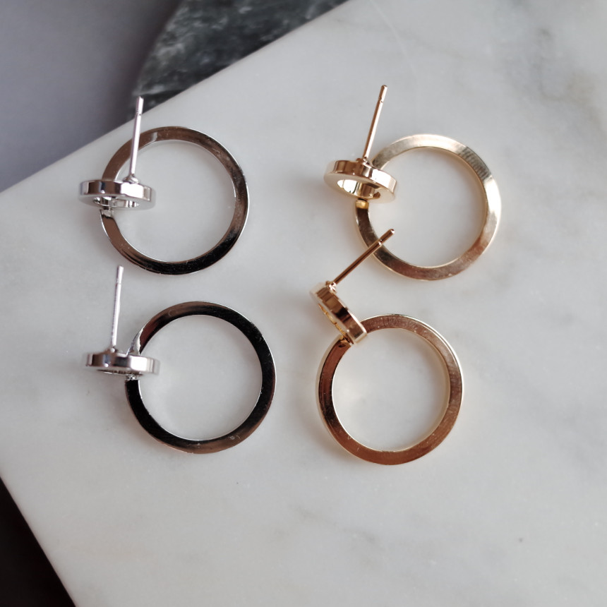 Dual Volume Metal Ring Earrings Stylish Chic Uniqu