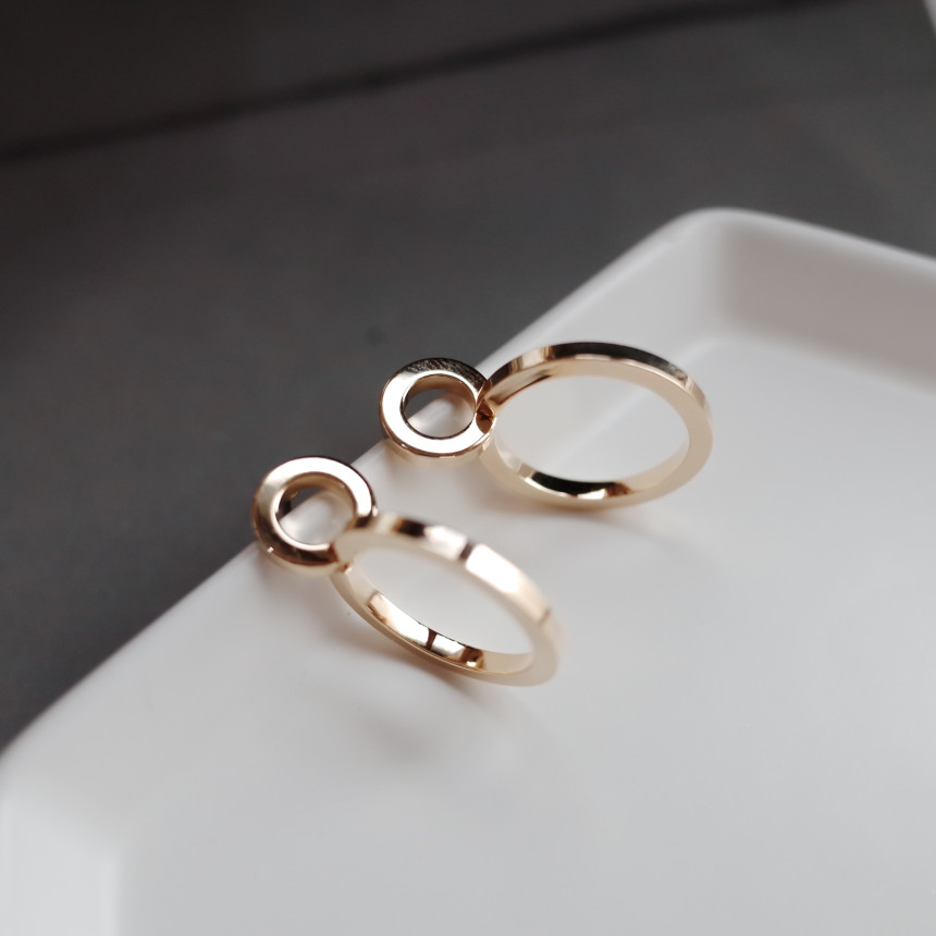 Dual Volume Metal Ring Earrings Stylish Chic Uniqu