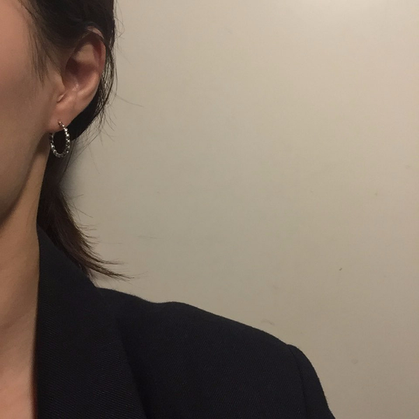 silver twist drop ring earrings 925 silver 925SILV