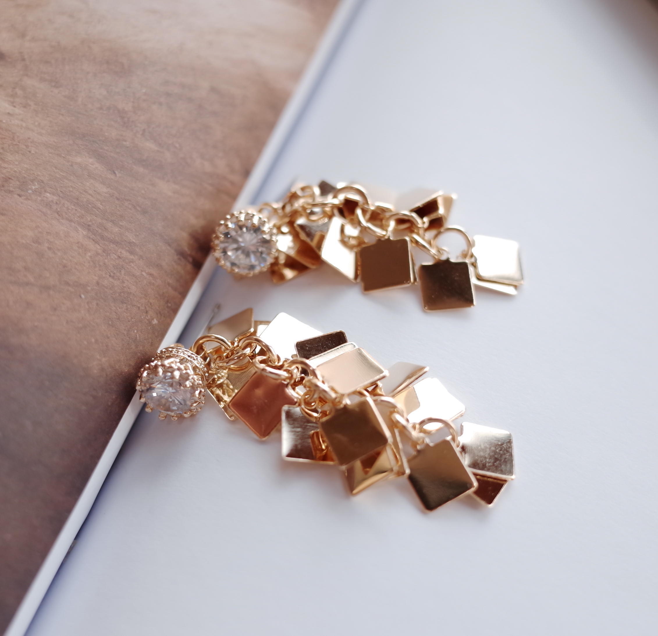 NO.51 Edge Chalang Swall Color Cubic Drop Earrings