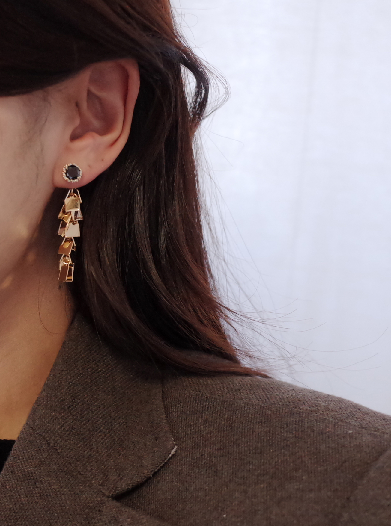 NO.51 Edge Chalang Swall Color Cubic Drop Earrings