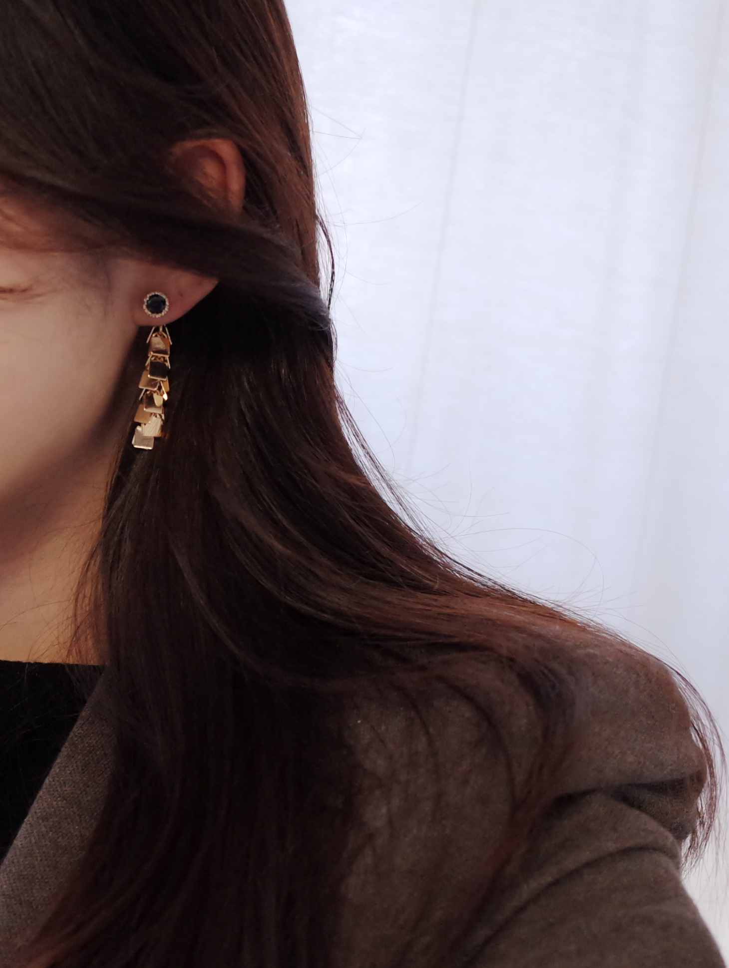 NO.51 Edge Chalang Swall Color Cubic Drop Earrings