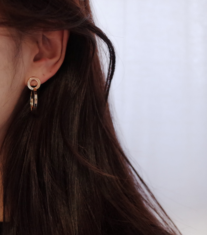 Dual Volume Metal Ring Earrings Stylish Chic Uniqu