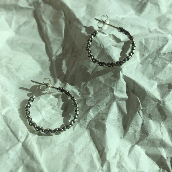 silver twist drop ring earrings 925 silver 925SILV