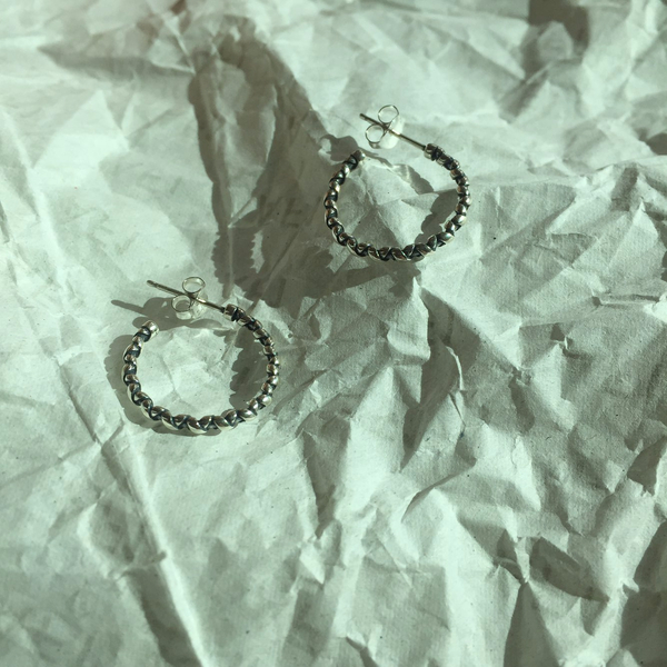 silver twist drop ring earrings 925 silver 925SILV