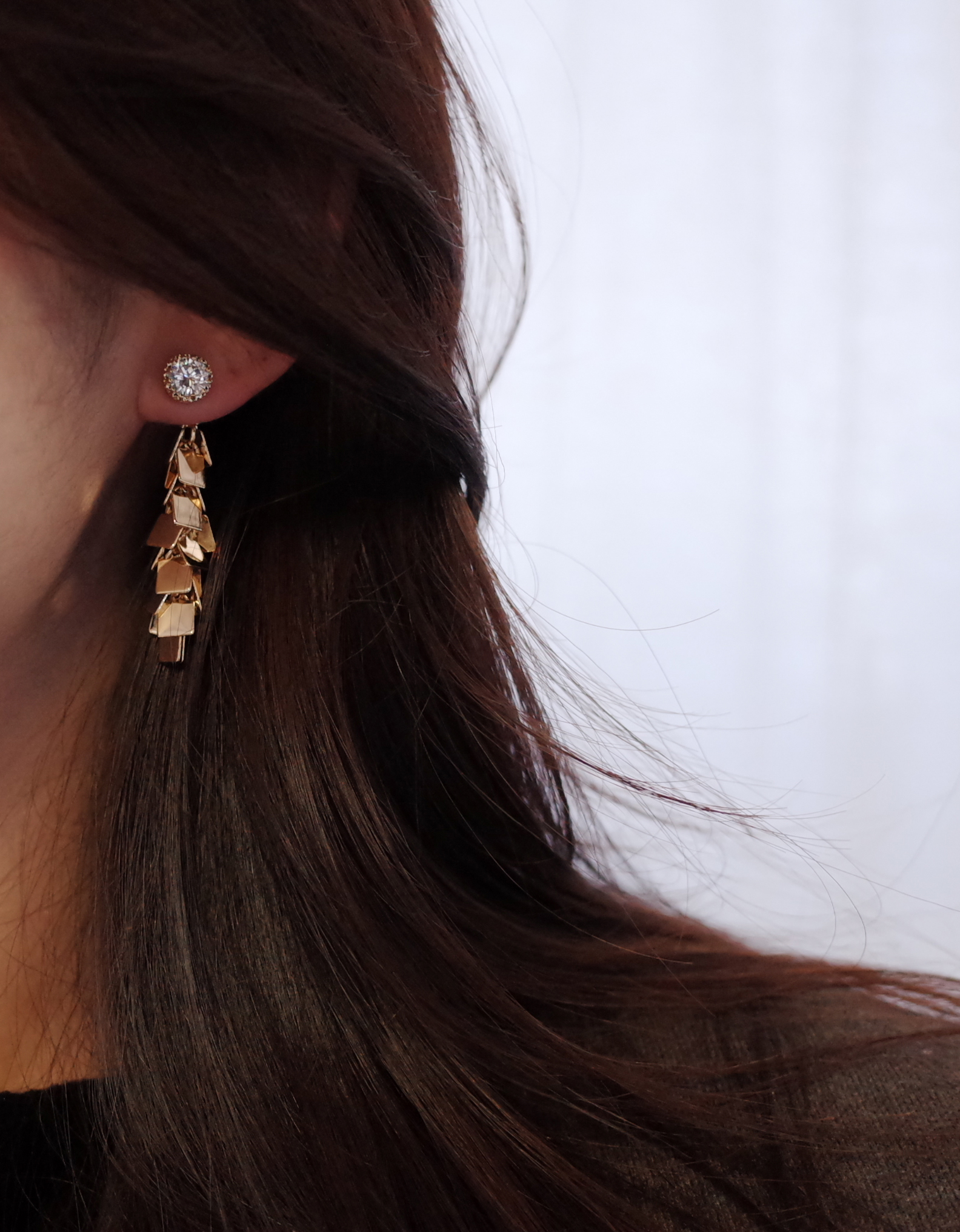 NO.51 Edge Chalang Swall Color Cubic Drop Earrings