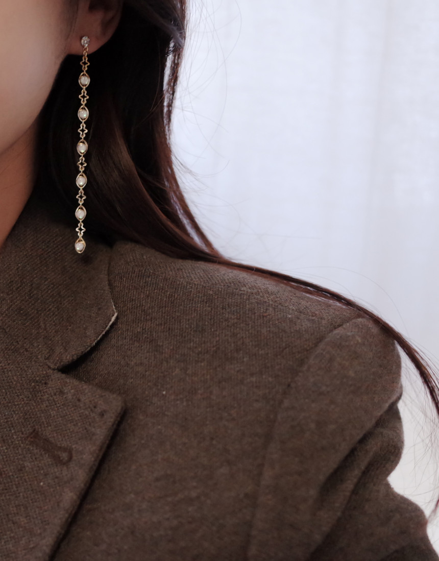 NO.53 Aurora Chain Long Drop Earrings Stylish Chic