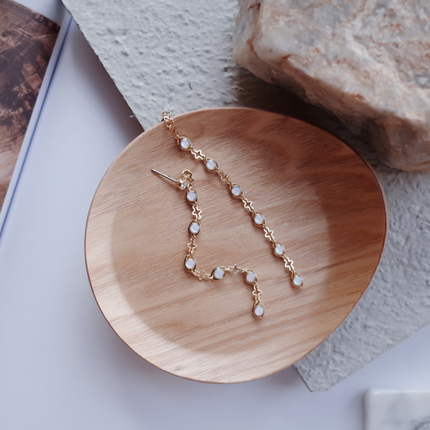 NO.53 Aurora Chain Long Drop Earrings Stylish Chic