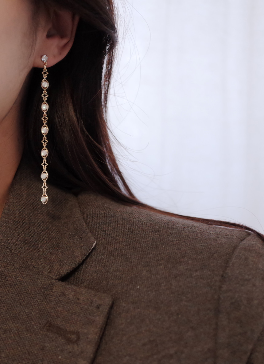 NO.53 Aurora Chain Long Drop Earrings Stylish Chic