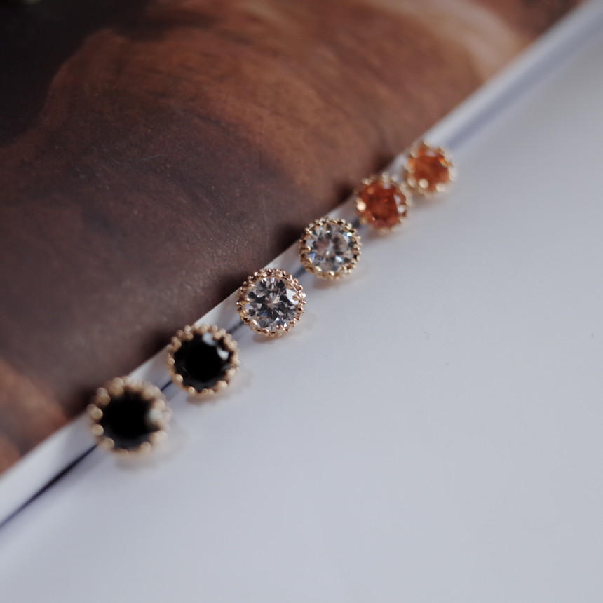 NO.54 3SET Swarovski color basic earrings Stylish 