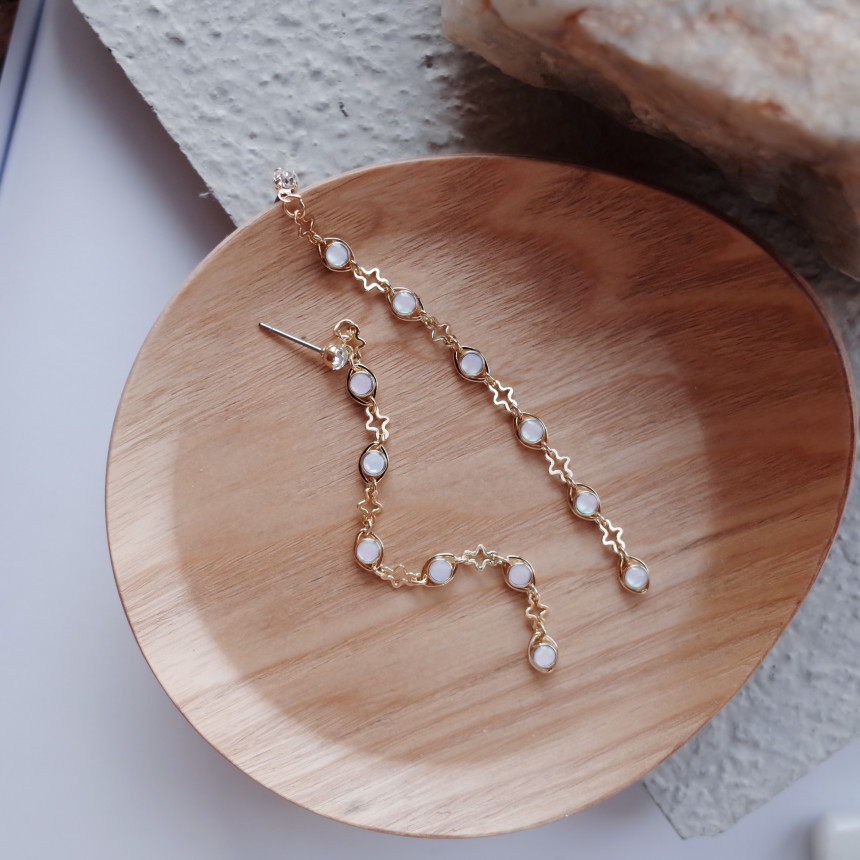 NO.53 Aurora Chain Long Drop Earrings Stylish Chic