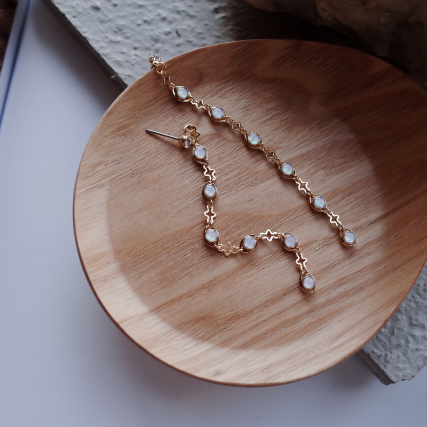 NO.53 Aurora Chain Long Drop Earrings Stylish Chic