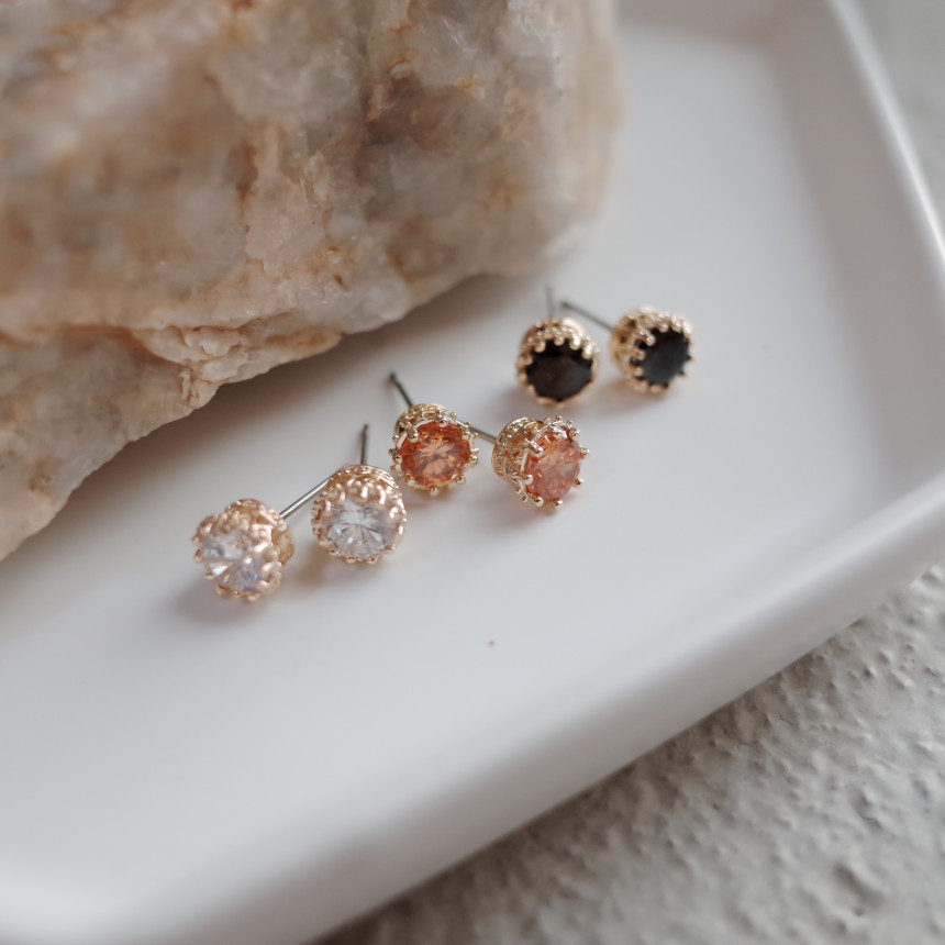 NO.54 3SET Swarovski color basic earrings Stylish 