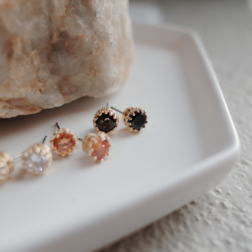 NO.54 3SET Swarovski color basic earrings Stylish 