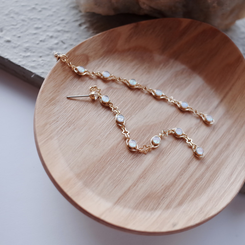 NO.53 Aurora Chain Long Drop Earrings Stylish Chic