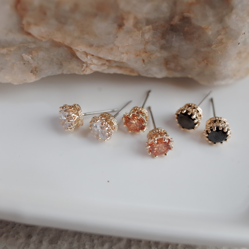 NO.54 3SET Swarovski color basic earrings Stylish 