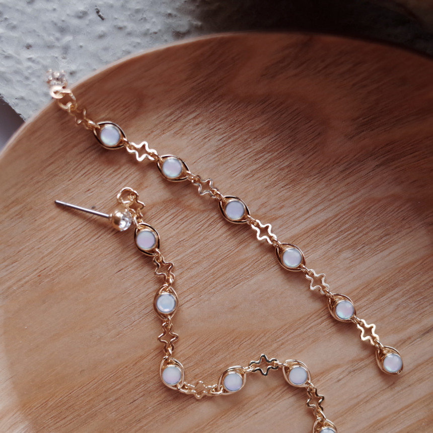 NO.53 Aurora Chain Long Drop Earrings Stylish Chic