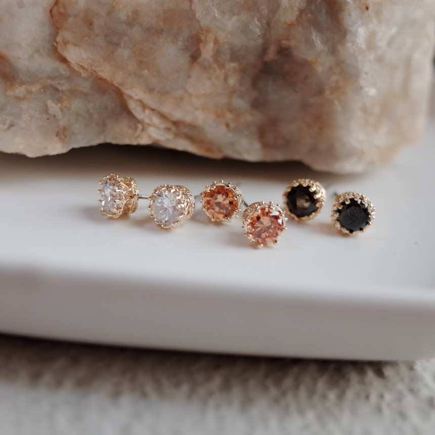 NO.54 3SET Swarovski color basic earrings Stylish 