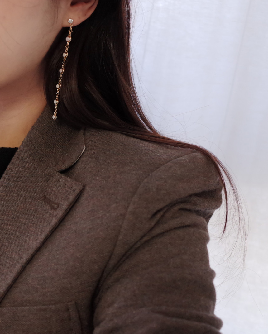 NO.53 Aurora Chain Long Drop Earrings Stylish Chic