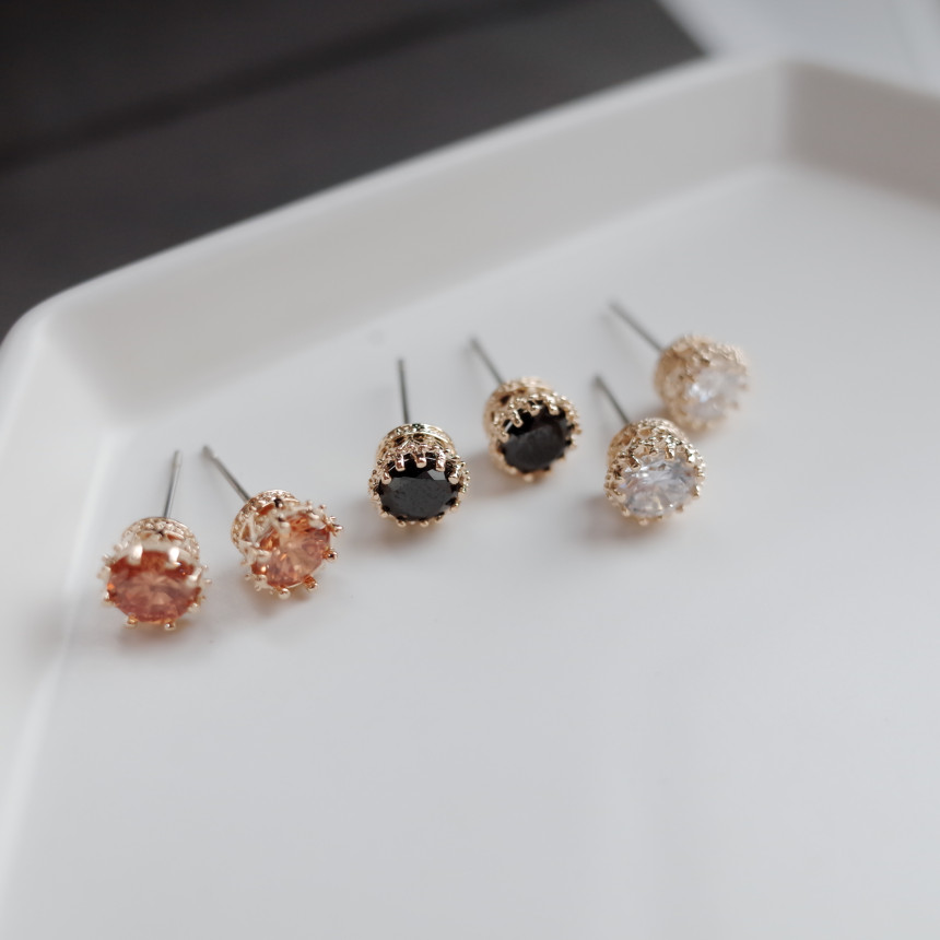 NO.54 3SET Swarovski color basic earrings Stylish 